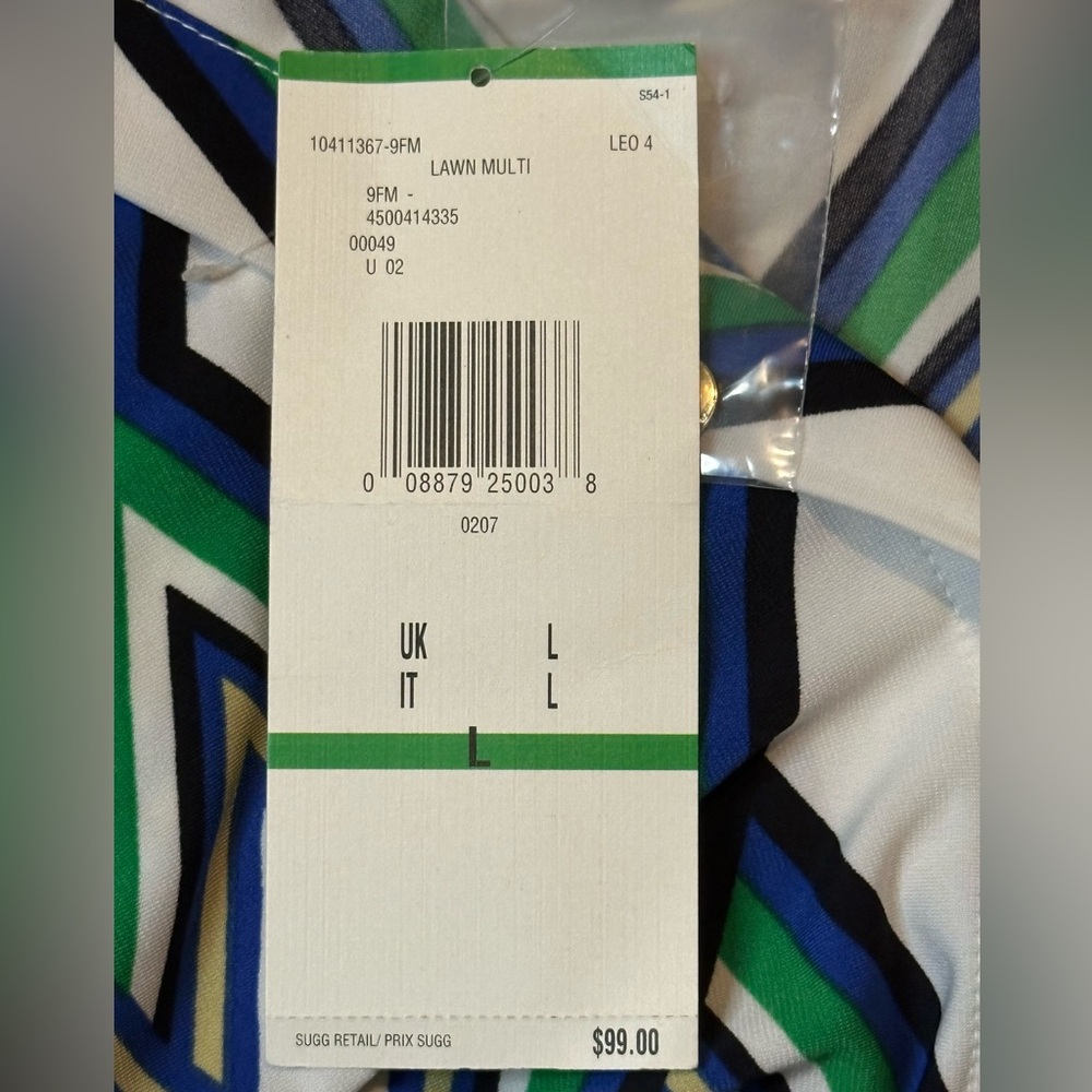 Anne Klein Blue and Green Geometric Midi Dress - Picture 4 of 6